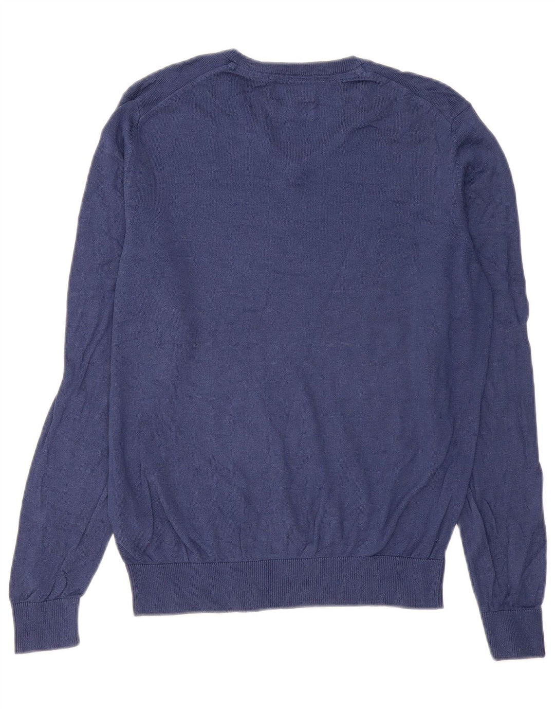 Maglione da uomo con scollo a V Marks & Spencer in cotone blu navy medio