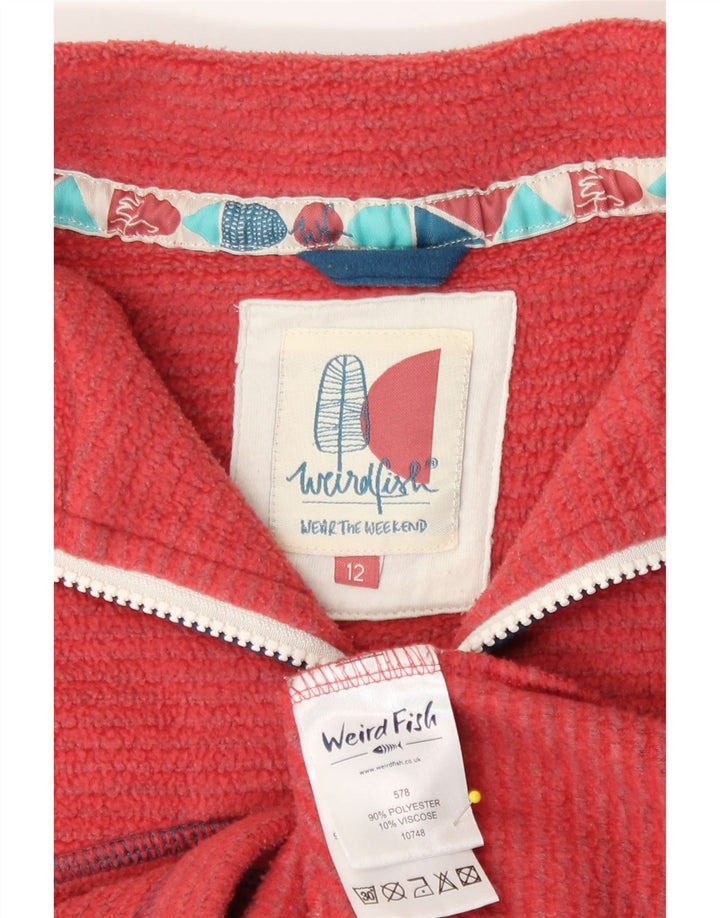 Maglione in pile da donna con collo con zip Weird Fish UK 12 poliestere rosso medio