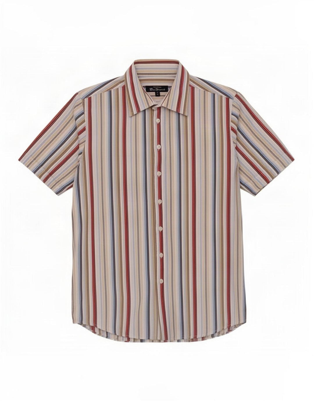 Camicia a maniche corte da uomo Ben Sherman in cotone a righe multicolore medio