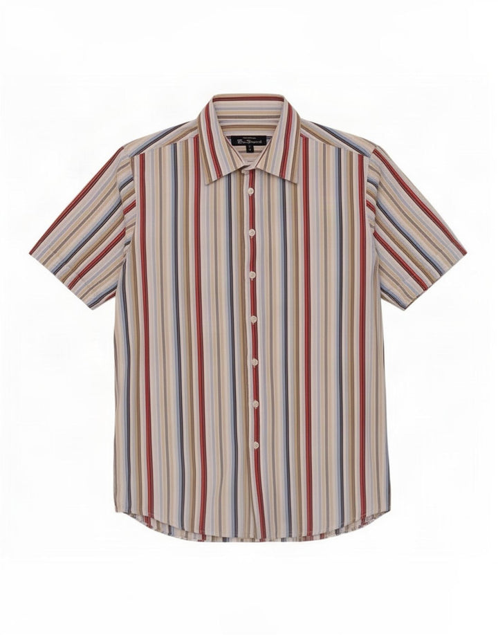 Camicia a maniche corte da uomo Ben Sherman in cotone a righe multicolore medio