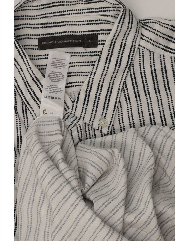 Camicia da uomo a maniche corte French Connection in viscosa a righe bianche grandi