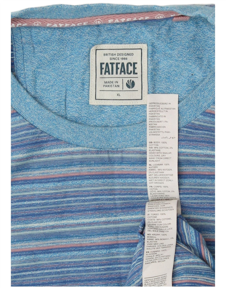 T-shirt da uomo Fat Face Top XL in cotone a righe blu