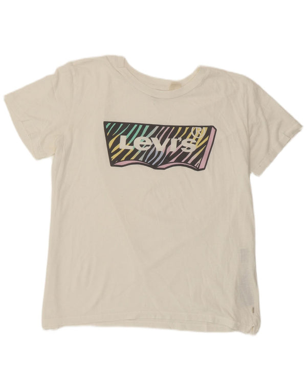 T-shirt grafica da donna Levi's Top UK 14 cotone bianco medio