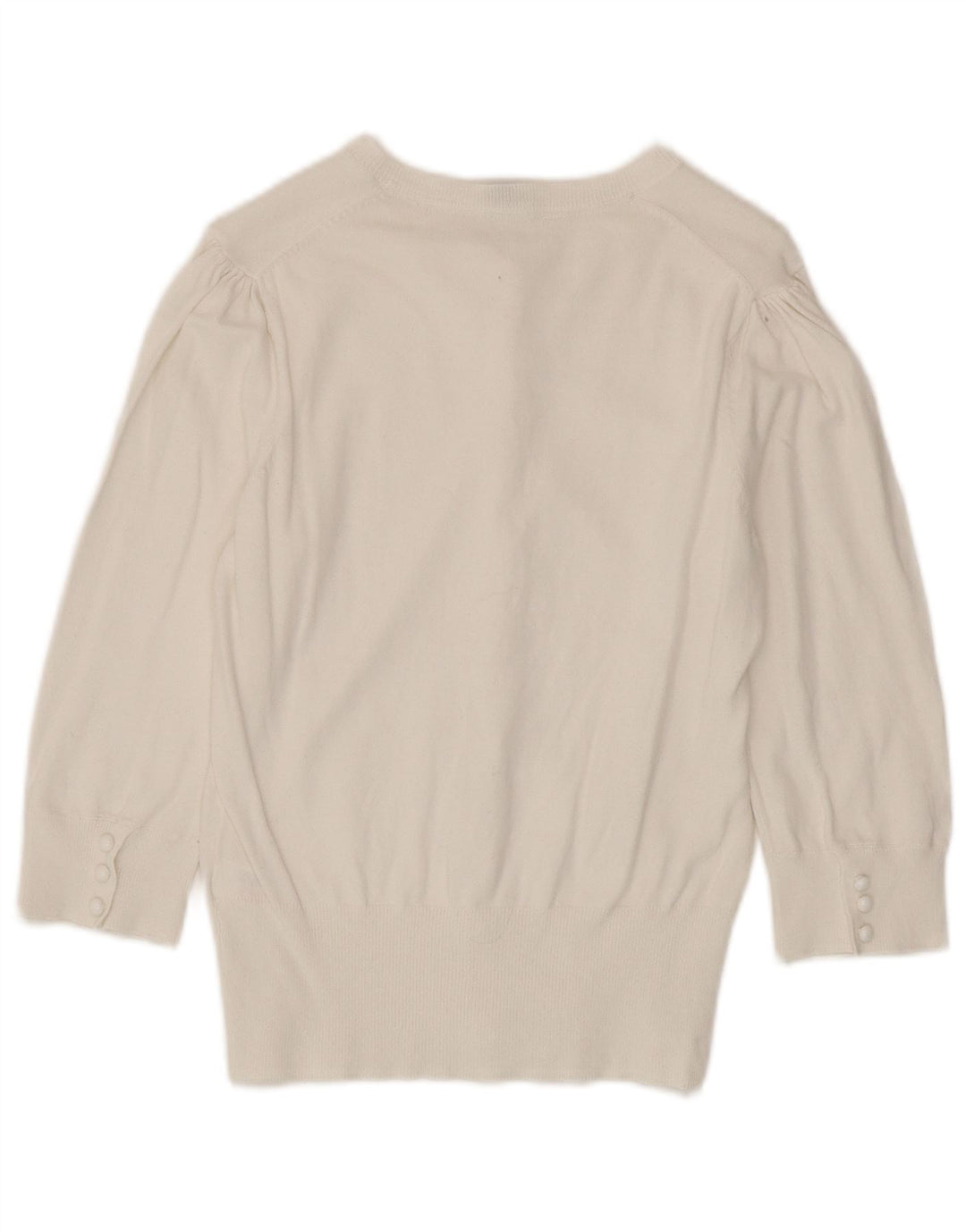 Maglione cardigan con maniche a 3/4 da donna Oasis UK 12 Cotone bianco medio