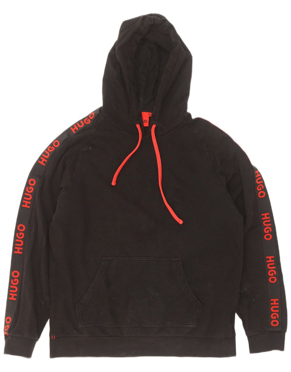 Felpa con cappuccio grafica da uomo Hugo Boss XL in cotone nero