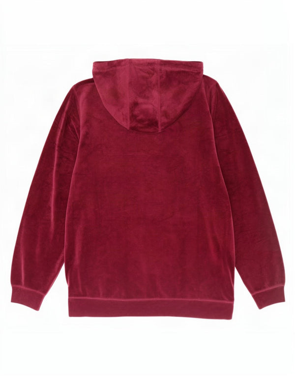 Maglione con cappuccio in velluto grafico da donna Dkny UK 16 grande poliestere bordeaux