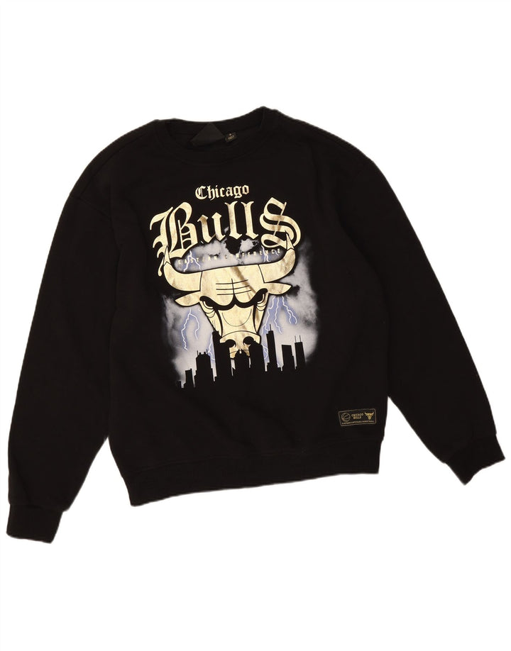 Felpa grafica da uomo NBA Chicago Bulls, piccola, in cotone nero