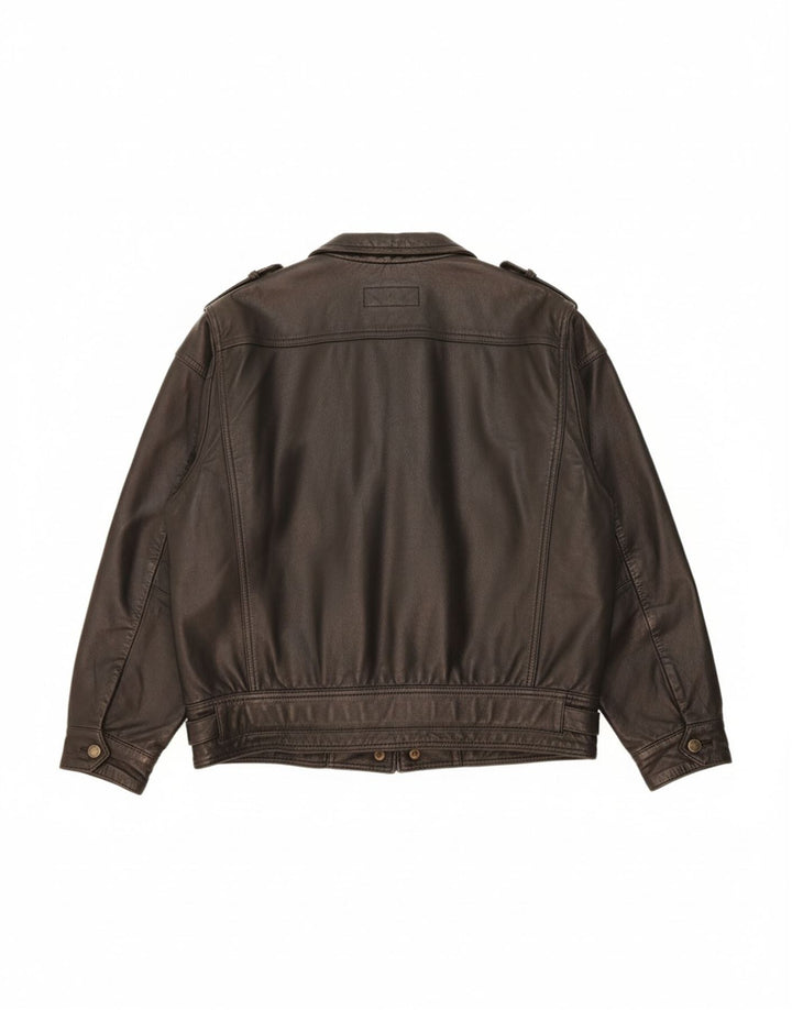 Giacca in pelle da uomo VINTAGE UK 44 2XL Pelle nera