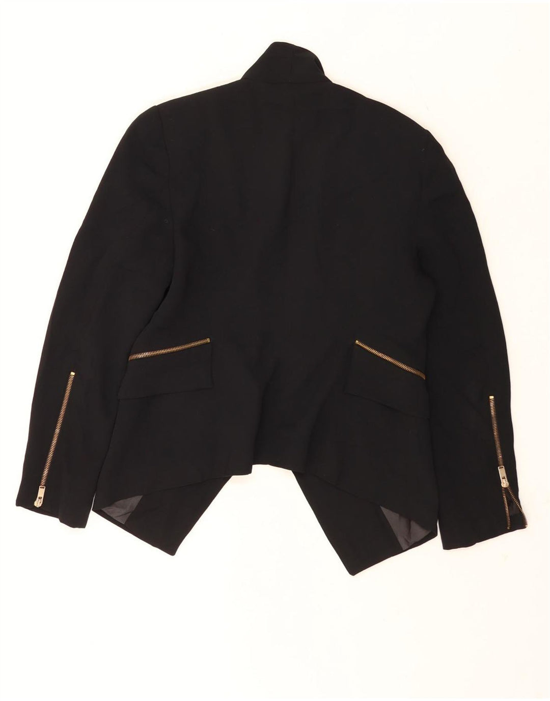 Giacca blazer aperta asimmetrica da donna Zara UK 16 grande poliestere nero
