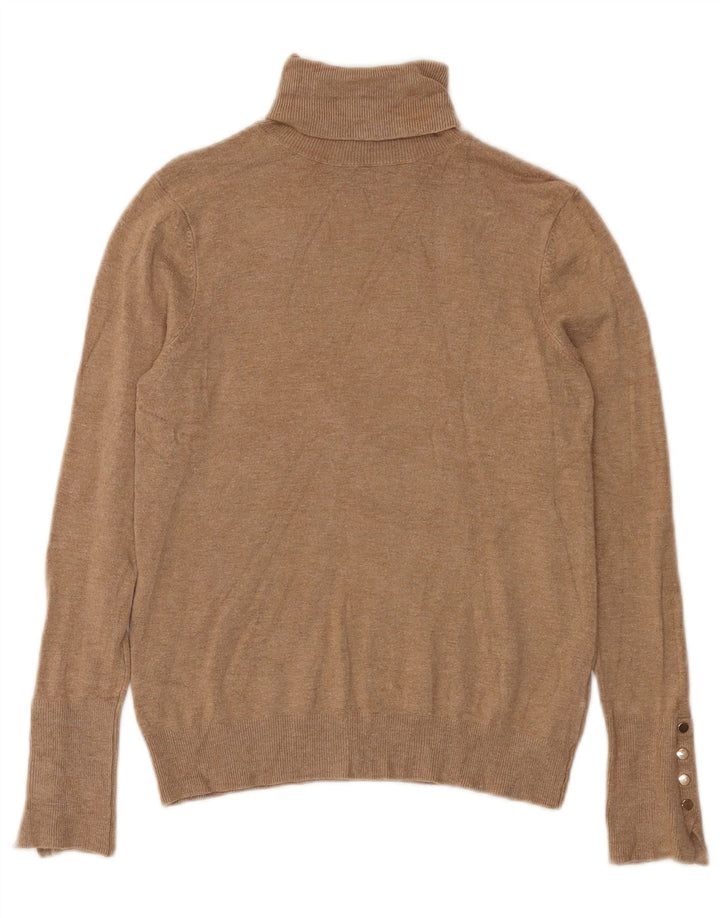 Maglione maglione a collo alto da donna Zara UK 12 Viscosa beige medio