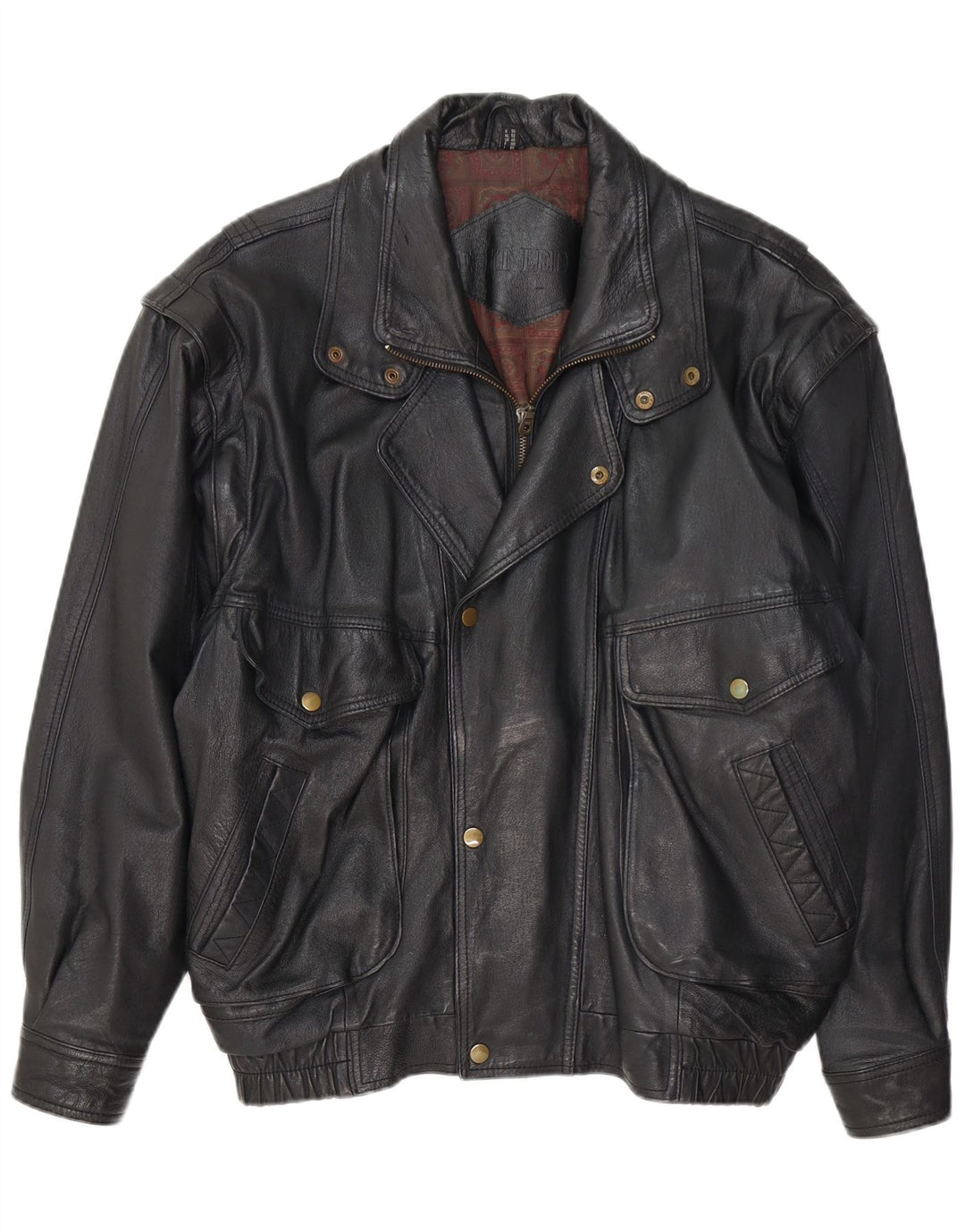 Giacca in pelle vintage da uomo UK 40 grande in pelle nera