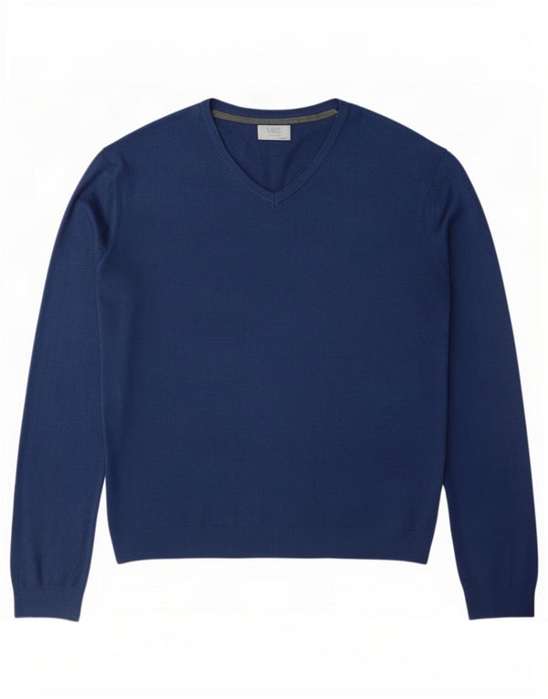 Maglione da uomo Marks & Spencer vestibilità regolare con scollo a V XL blu navy acrilico