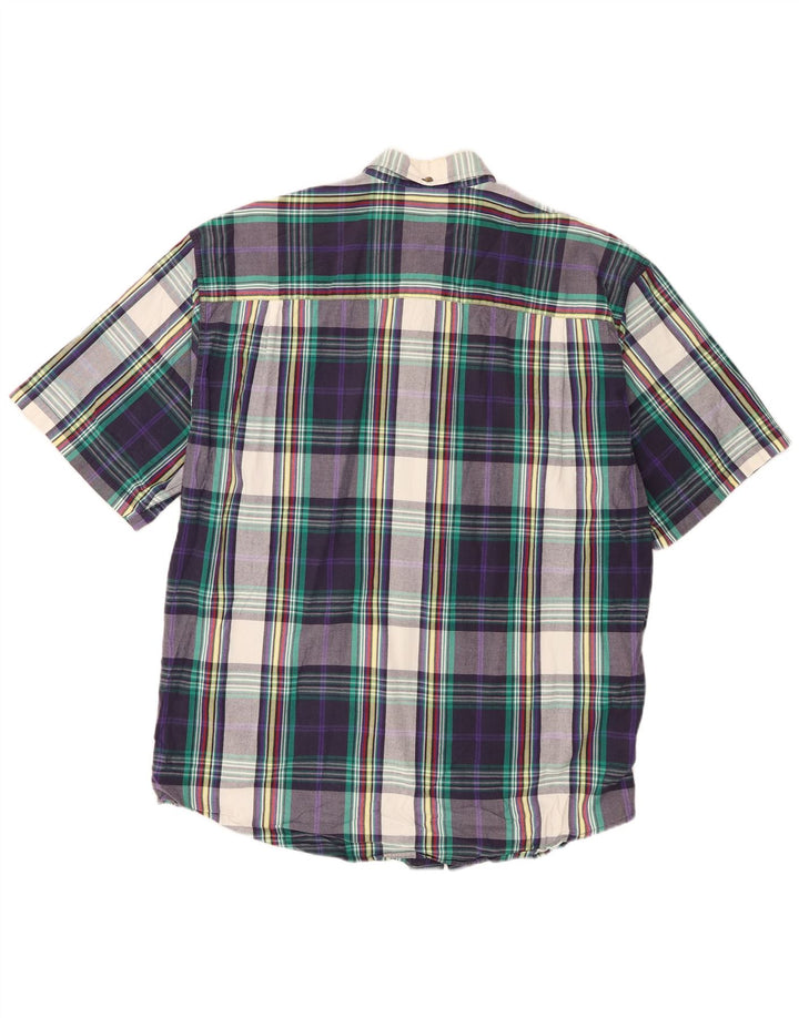 Camicia a maniche corte da uomo Eddie Bauer, cotone a quadri multicolore grande