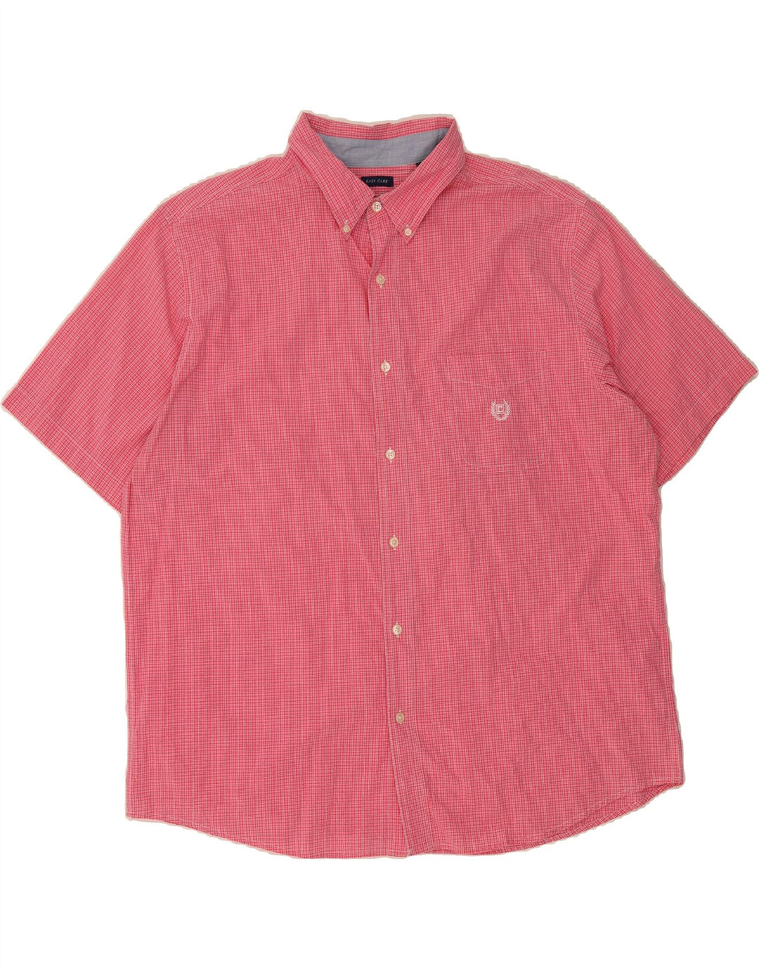 CHAPS Mens Easy Care Short Sleeve Shirt 2XL Pink Check Cotton Vintage Chaps and Second-Hand Chaps from Messina Hembry 