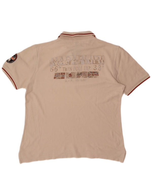 Polo grafica da uomo Napapijri XL a righe beige