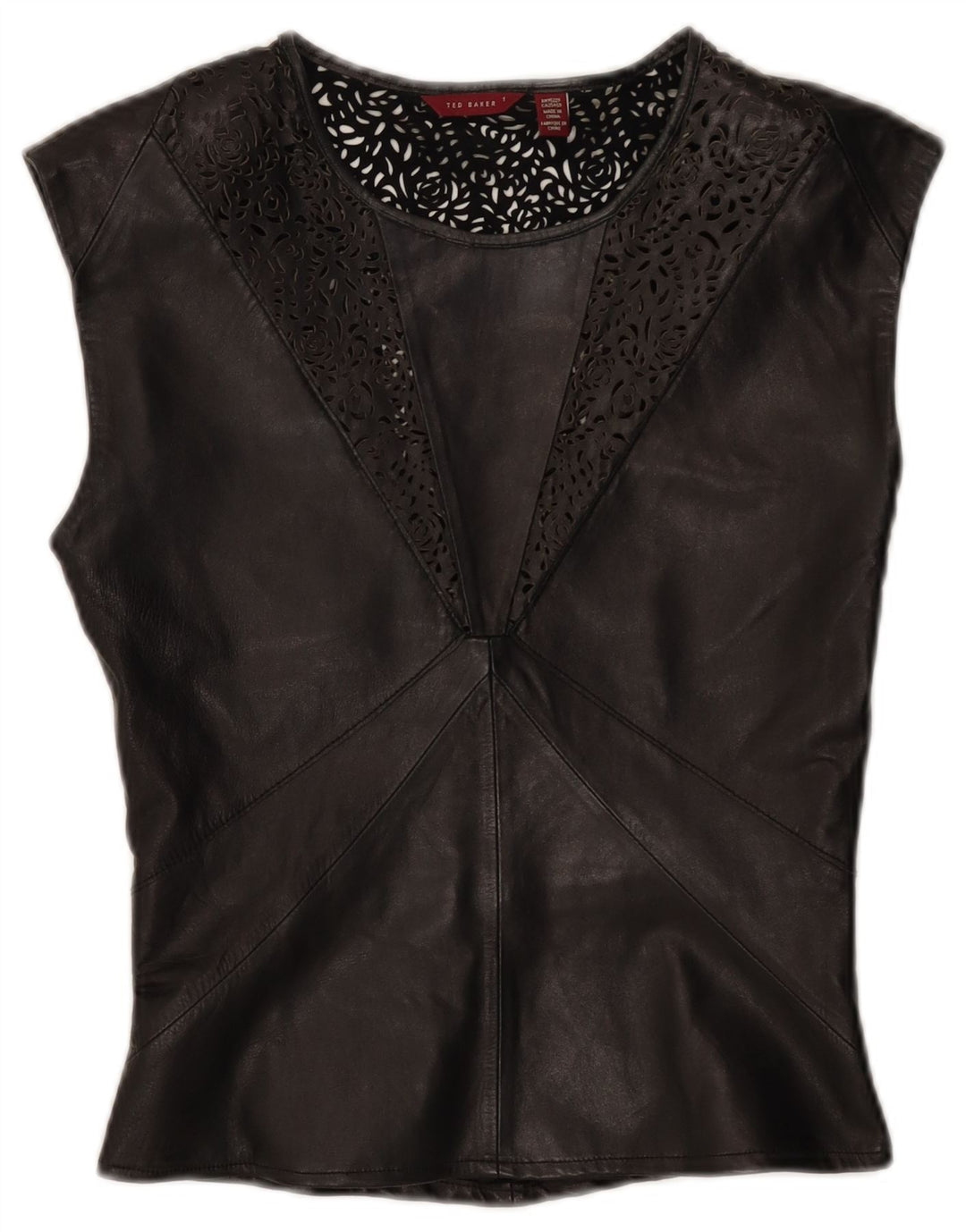 Camicetta in pelle da donna Ted Baker taglia superiore 1 XS nera