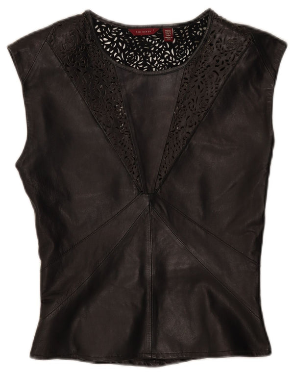 Camicetta in pelle da donna Ted Baker taglia superiore 1 XS nera