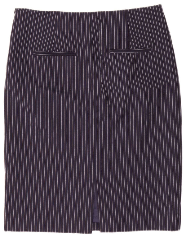 Gonna dritta da donna Benetton UK 12 media W32 blu navy gessato