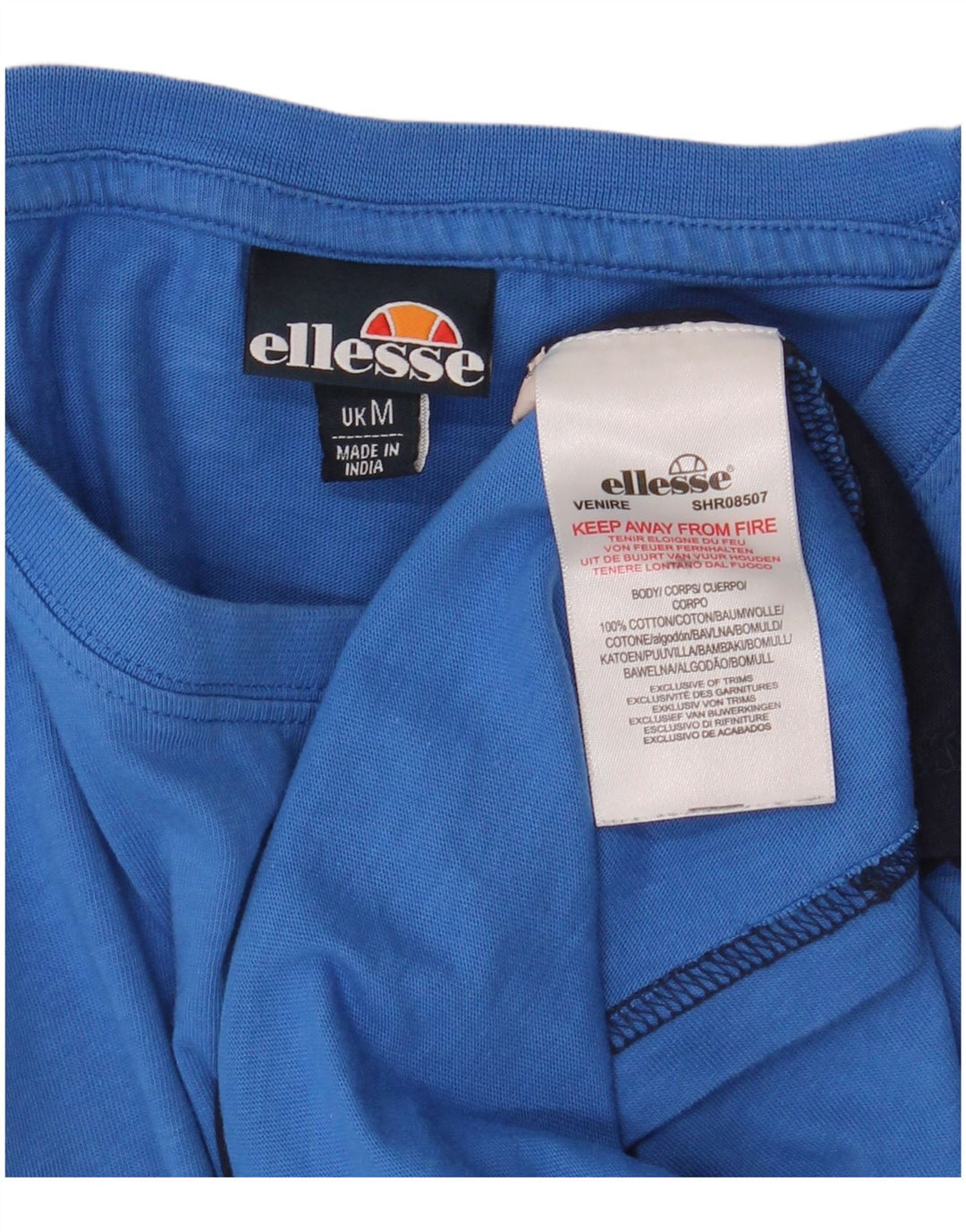 T-shirt da uomo Ellesse Top in cotone color block medio blu navy