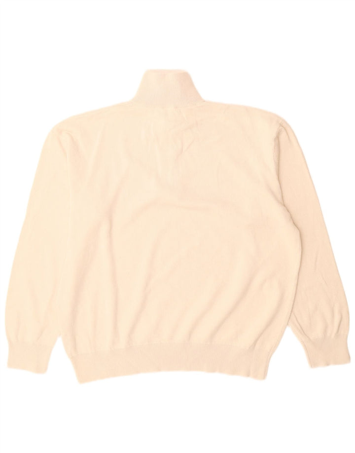 Maglione Zara da uomo con collo con zip, grande, in cotone bianco sporco