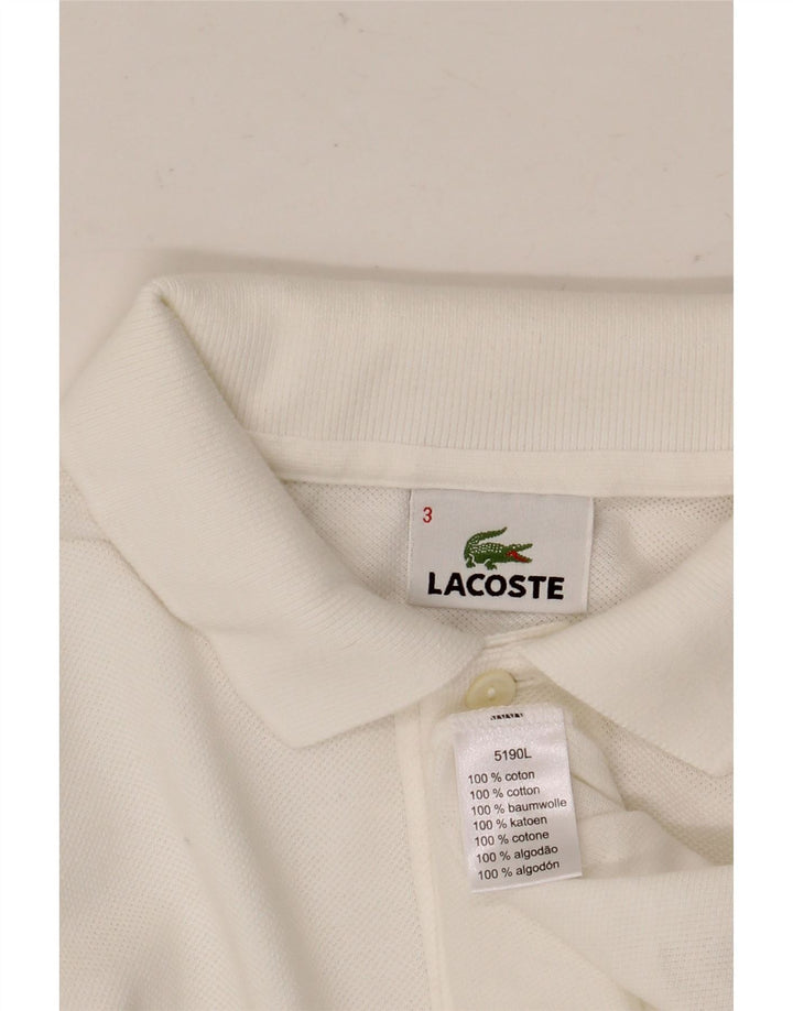 Polo LACOSTE da uomo a maniche lunghe taglia 3 piccola in cotone bianco