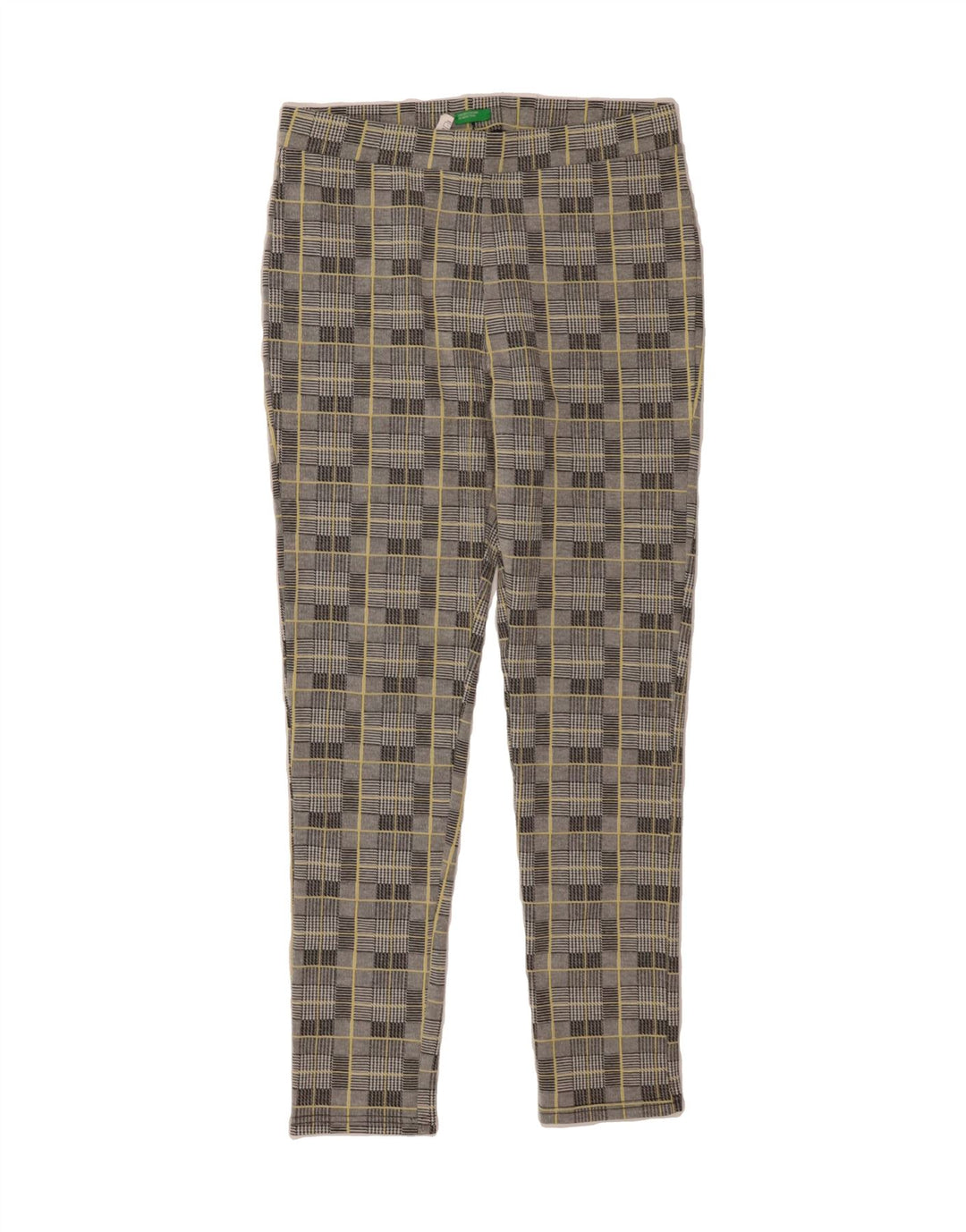 BENETTON Womens Leggings UK 14 Large  Grey Houndstooth Polyester Vintage Benetton and Second-Hand Benetton from Messina Hembry 