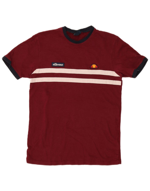 T-shirt da uomo Ellesse Top piccola in cotone a righe bordeaux