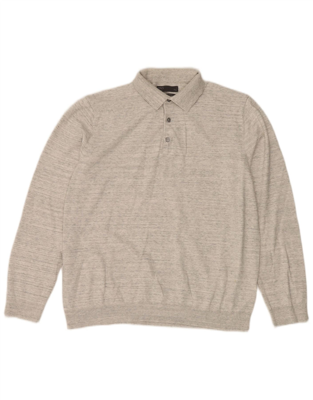 Maglione da uomo Marks & Spencer con collo alto, grande cotone chiazzato grigio