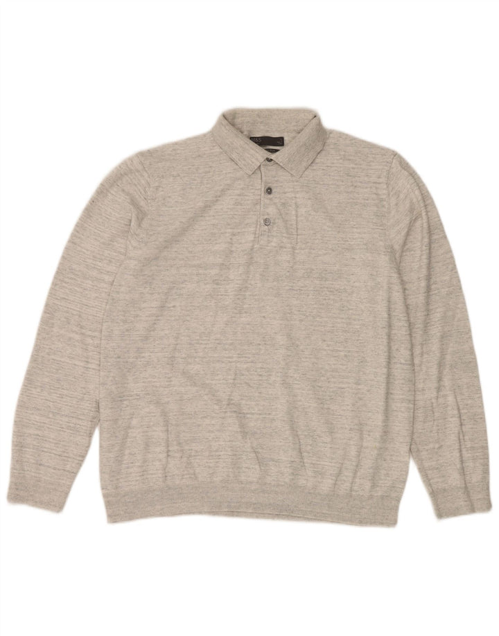 Maglione da uomo Marks & Spencer con collo alto, grande cotone chiazzato grigio