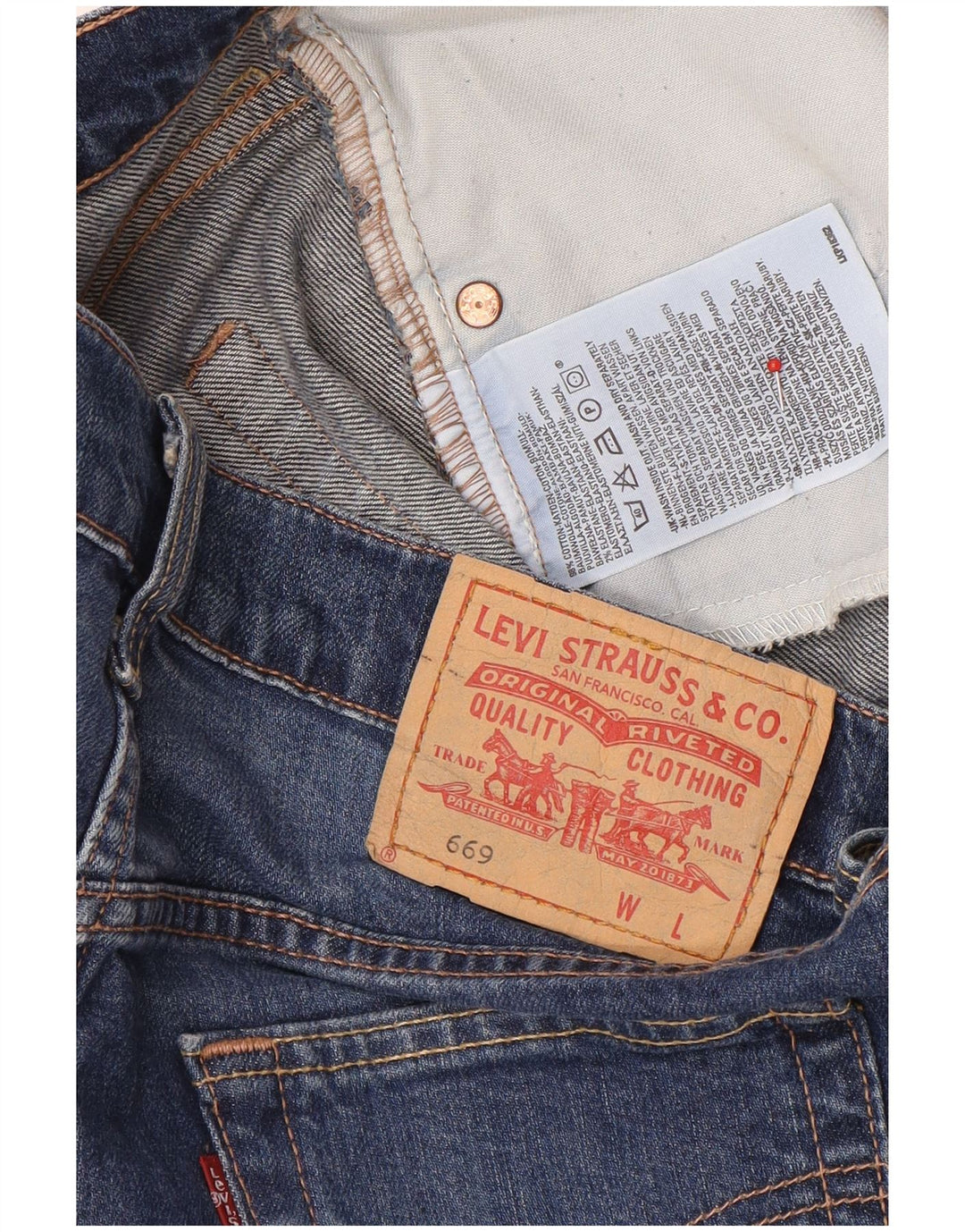 Mini gonna di jeans 669 da donna Levi's W32 grande in cotone blu navy