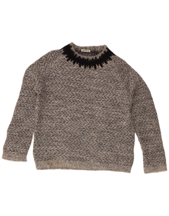 Maglione maglione girocollo da donna Whistles UK 16 Grande poliestere screziato grigio