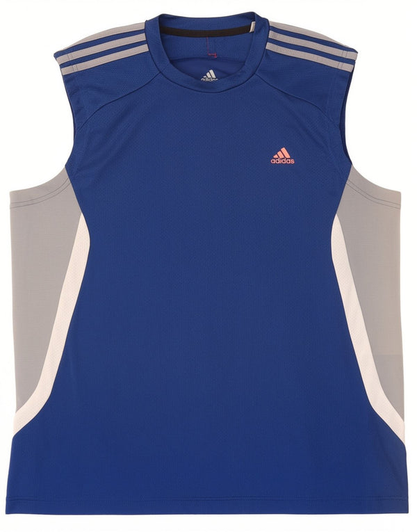 Canotta Adidas Climacool da uomo in poliestere color block blu medio