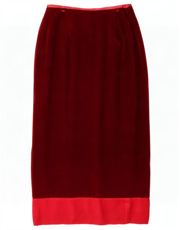 Gonna dritta in velluto da donna Monsoon UK 14 Medium W30 Maroon Colourblock