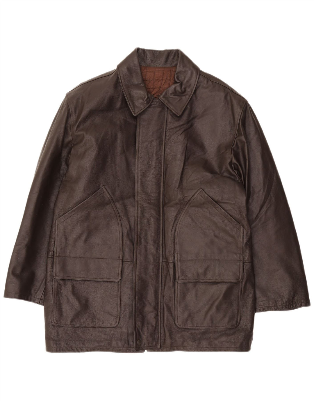 Cappotto in pelle da ragazzo VINTAGE 15-16 anni XL in pelle marrone