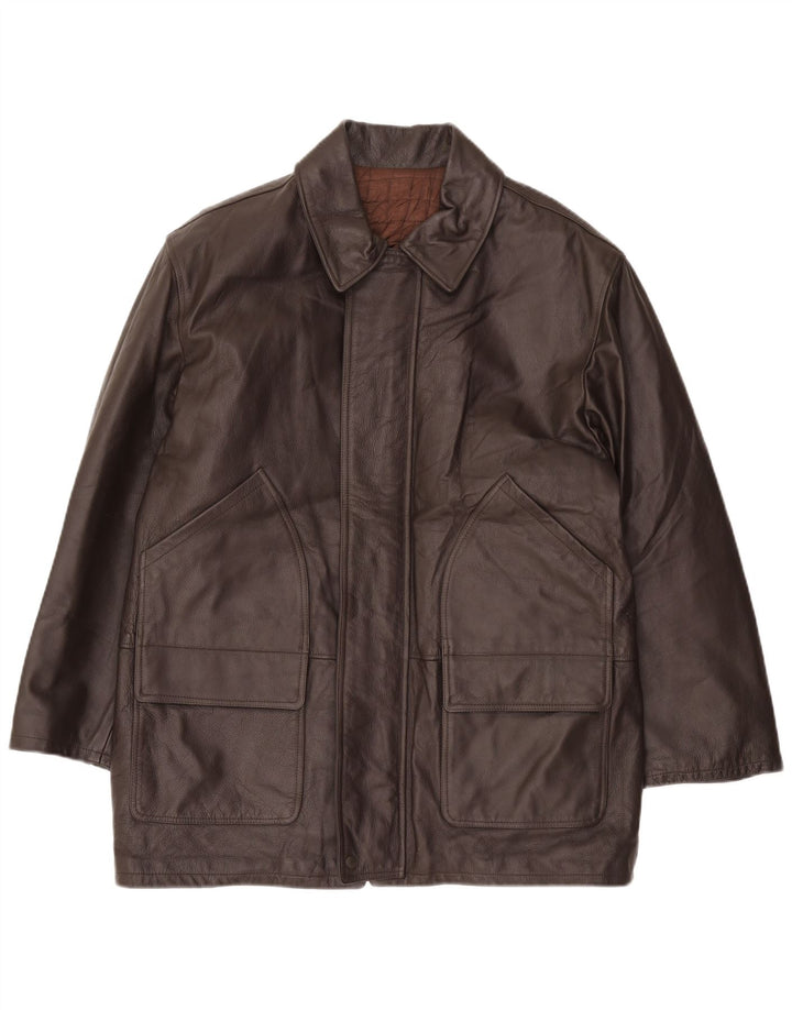 Cappotto in pelle da ragazzo VINTAGE 15-16 anni XL in pelle marrone