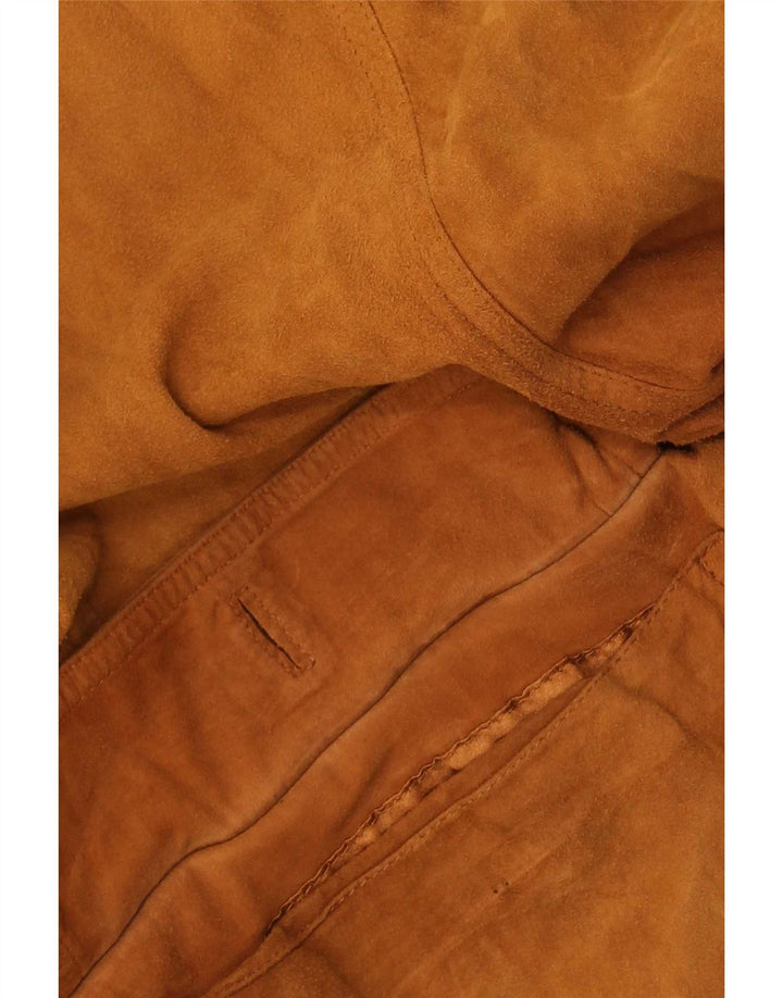 Giubbotto bomber vintage in pelle scamosciata da uomo IT 56 3XL in pelle marrone