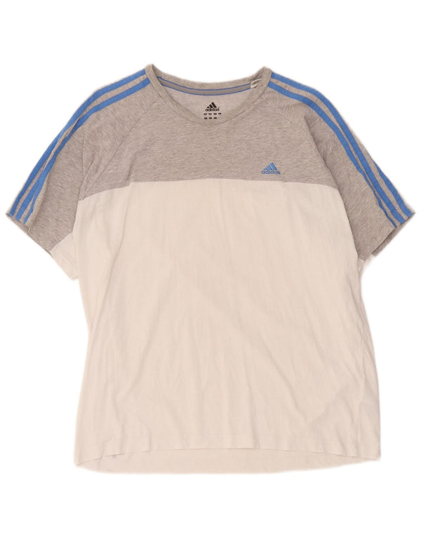 T-shirt regolare da donna Adidas Top grande in cotone color block grigio