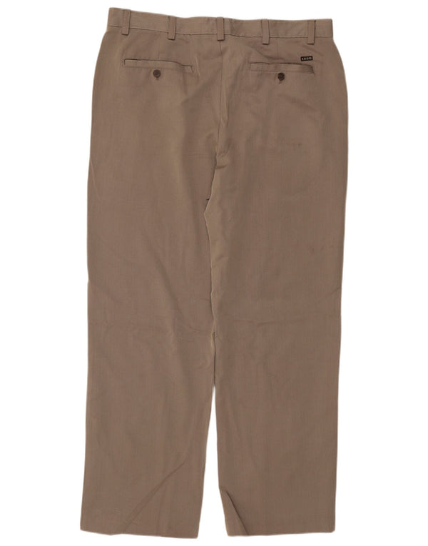 Pantaloni chino dritti da uomo IZOD W38 L32 Poliestere beige a spina di pesce