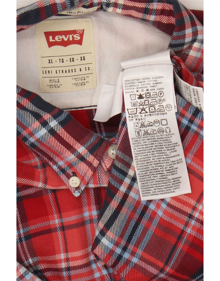 Camicia Levi's da uomo slim fit in flanella XL in cotone scozzese rosso