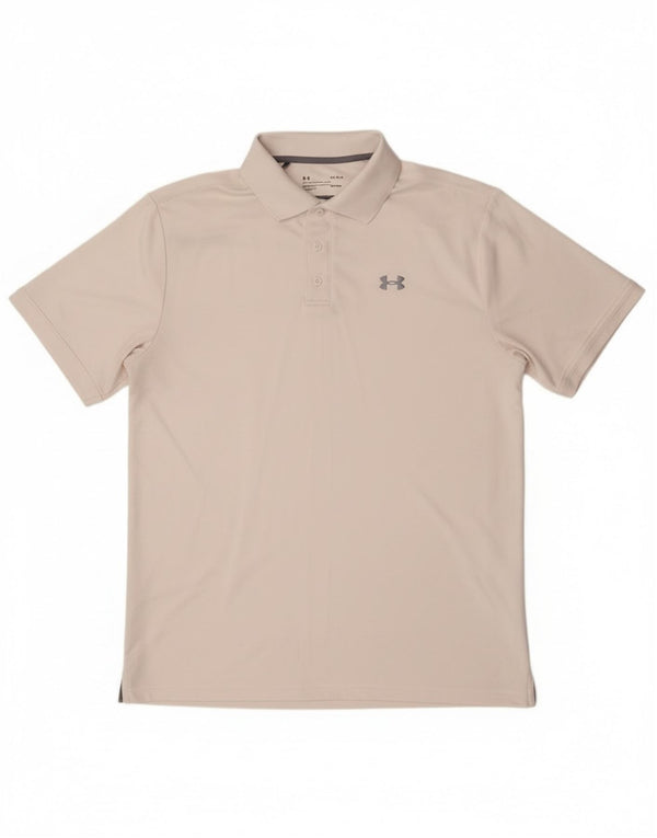 Under Armour Mens Heat Gear Polo Shirt Large White Polyester