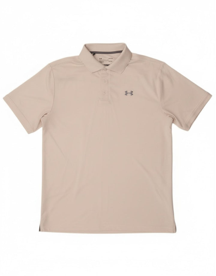 Polo Under Armour da uomo Heat Gear, grande, in poliestere bianco