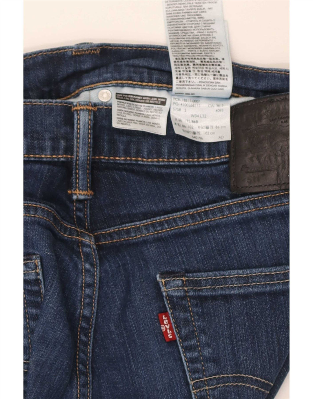 Jeans Levi's Uomo 511 Slim W34 L32 Cotone Blu Navy
