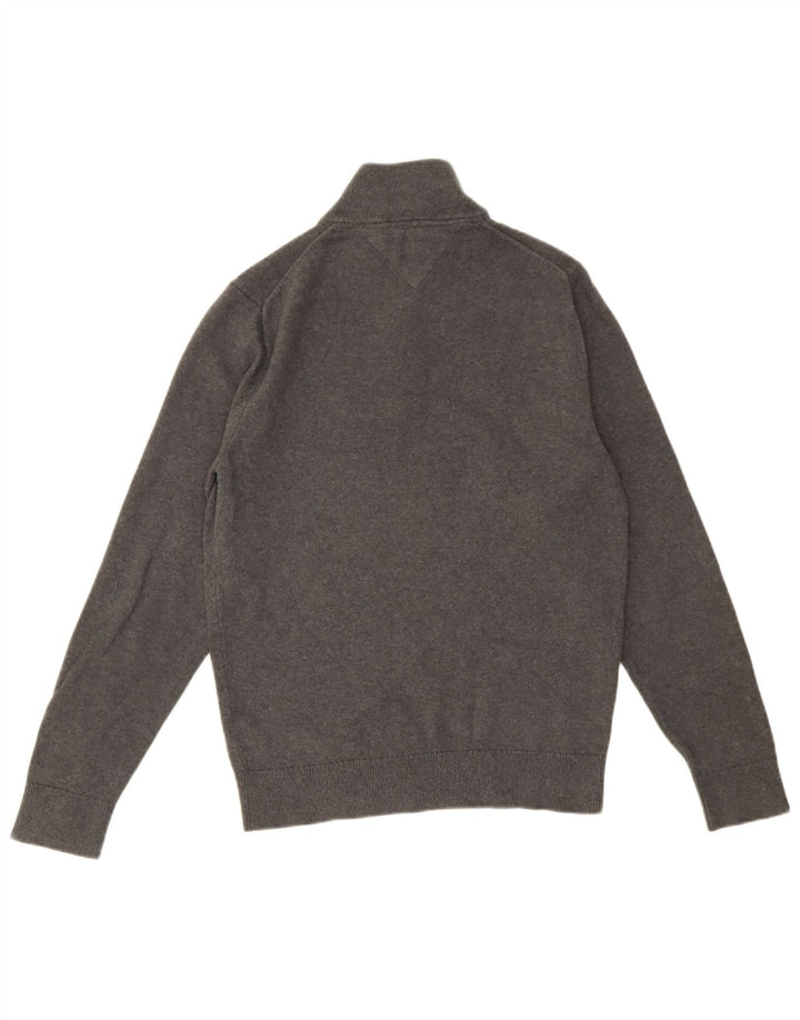 Maglione maglione con zip da uomo Tommy Hilfiger piccolo cotone grigio