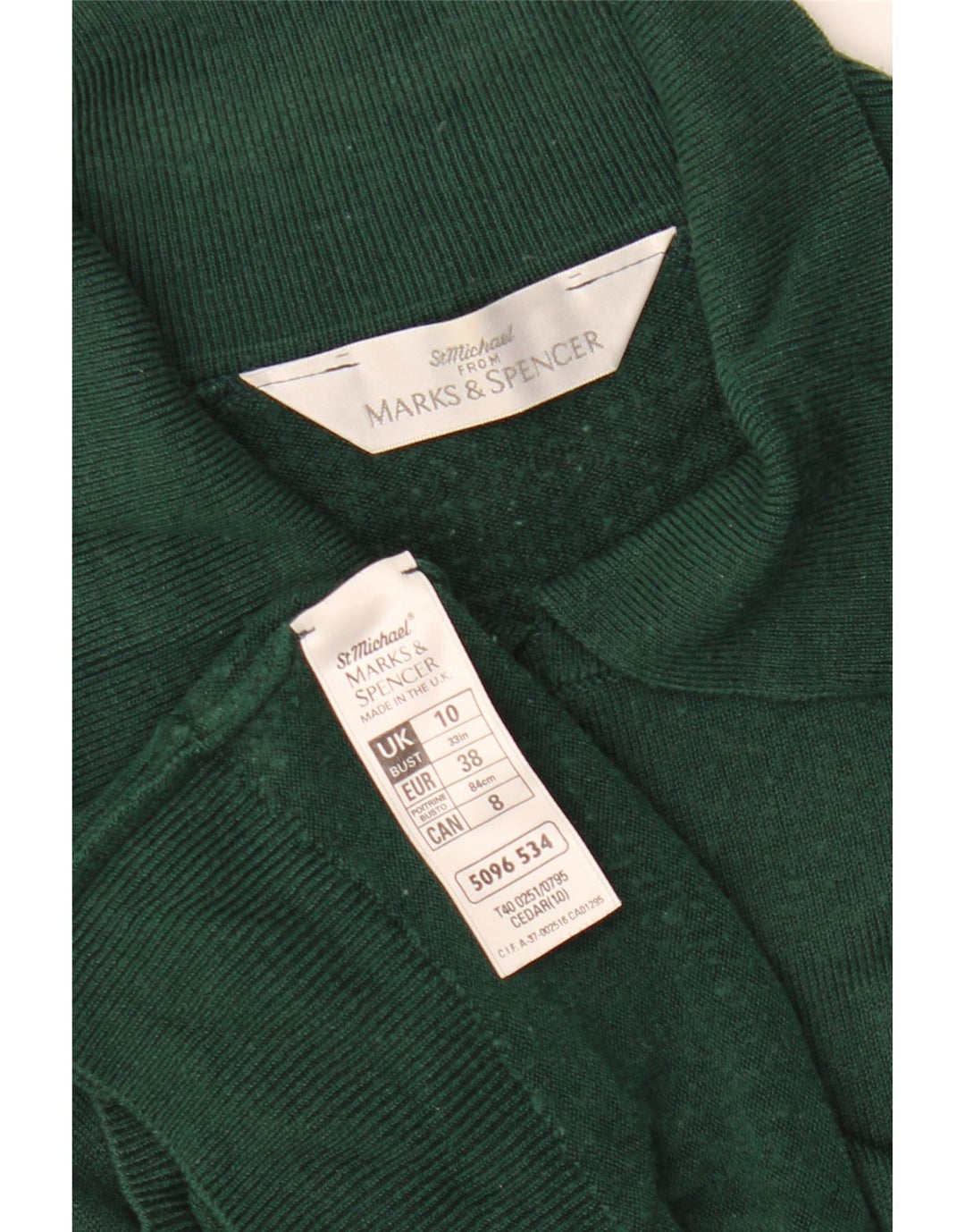 MARKS & SPENCER Maglione da donna con collo alto UK 10 Piccolo acrilico verde