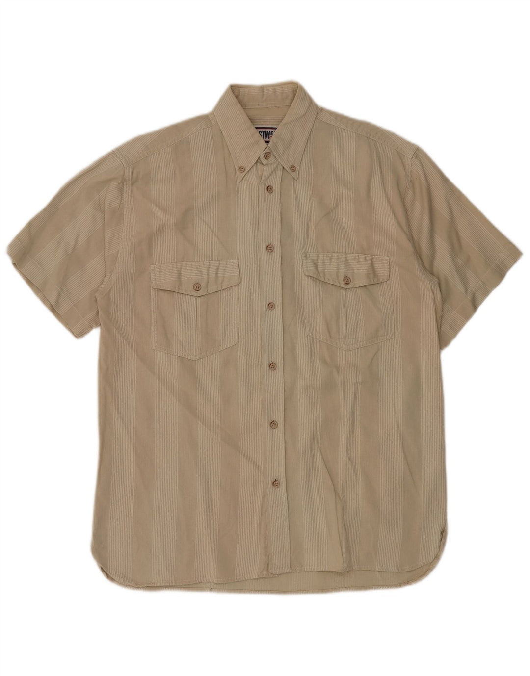 Camicia vintage da uomo a maniche corte beige medio