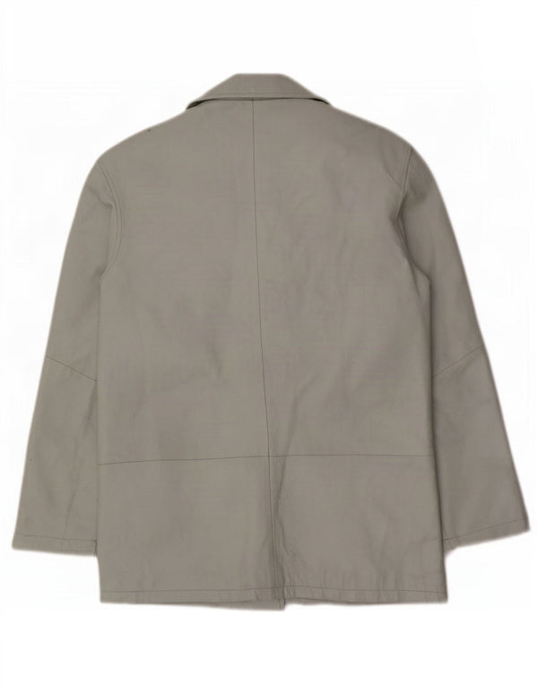 Giacca utilitaria in pelle oversize da donna Sinequanone UK 10 piccola grigia