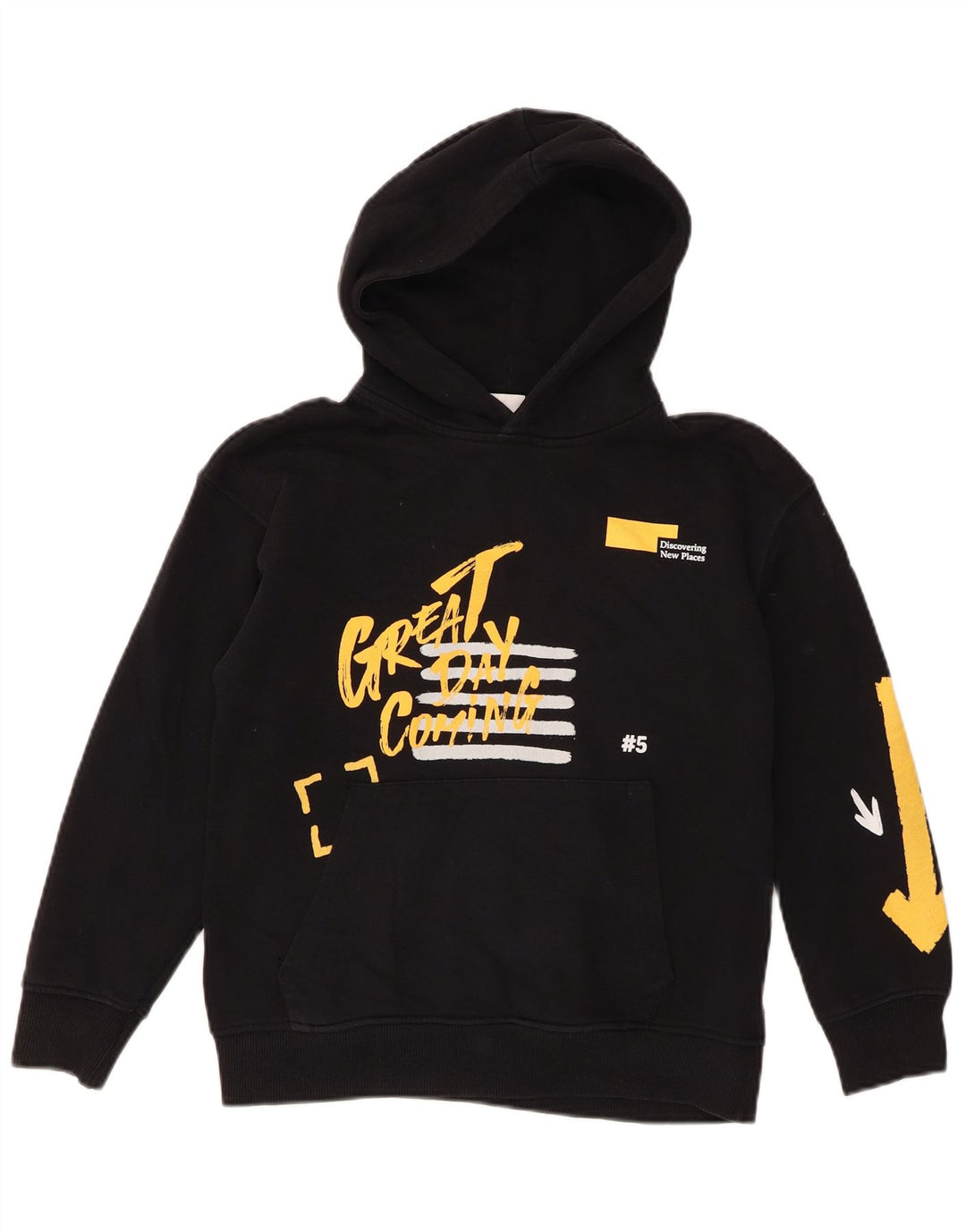 Maglione con cappuccio grafico Zara per ragazzi 9-10 anni Nero