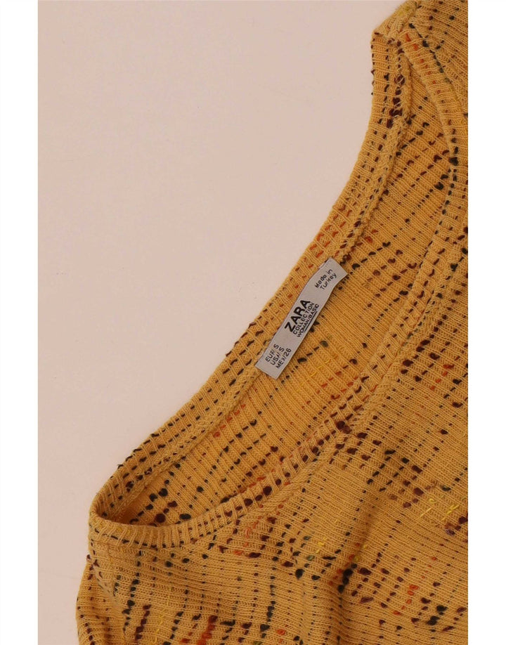 Top corto in camicetta corta da donna Zara UK 10 piccolo beige a righe