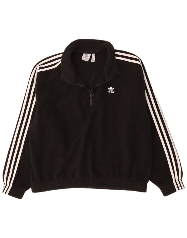 Maglione in pile oversize da donna con zip e collo Adidas UK 12 medio poliestere nero