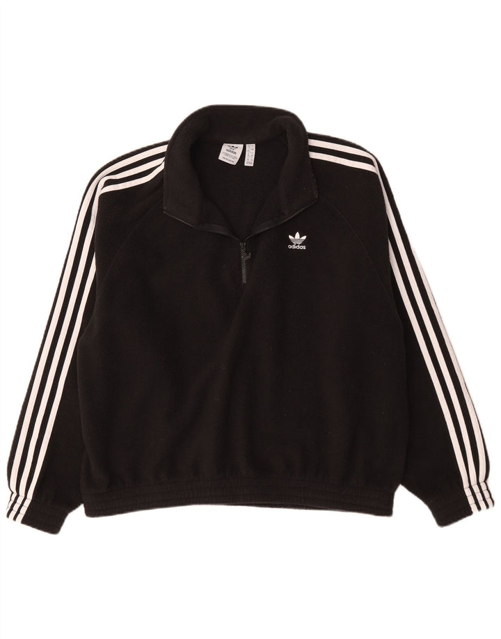 Maglione in pile oversize da donna con zip e collo Adidas UK 12 medio poliestere nero